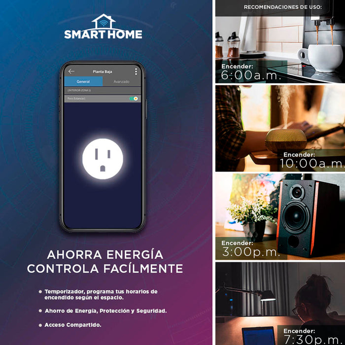 Contacto inteligente con control de horarios encendido y apagado 3 Piezas