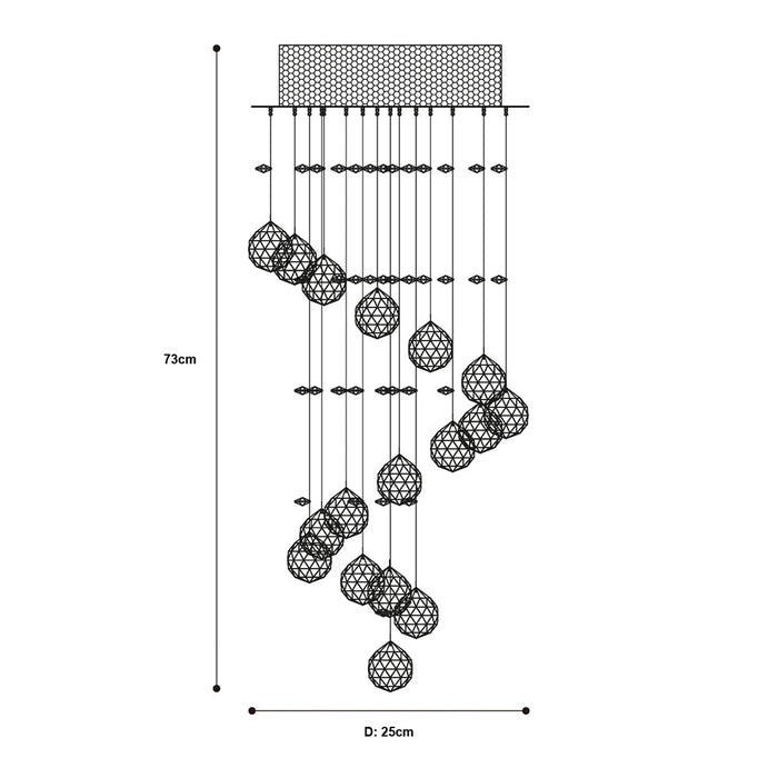 Lámpara Colgante  Acabado Cromo  Cristal  2 Luces  GZ10
