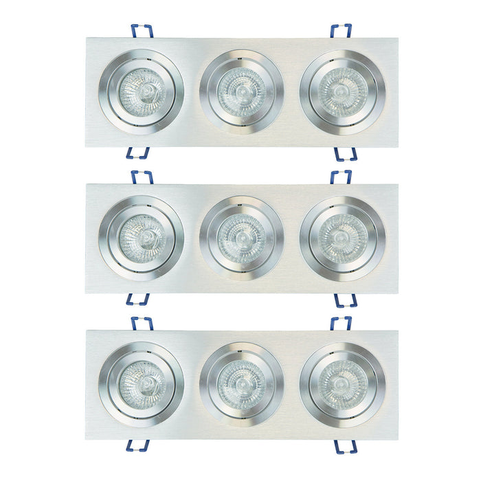 Kit 3 Bases Empotrable Mr16 Plata 50w para 3 Luces
