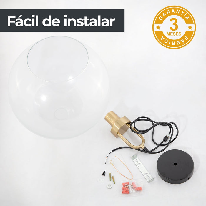 Lámpara Colgante Moderna Negro y Bronce Socket E27 60w 1 Luz