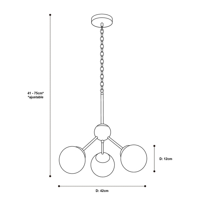 Lámpara Colgante Moderna Ike Lite Negro 60W E27 de 3 Luces