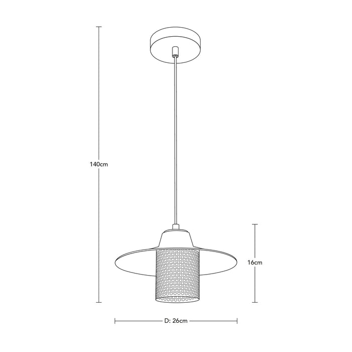 Lámpara Colgante Contemporary Clean Negro E27 60w 1 Luz