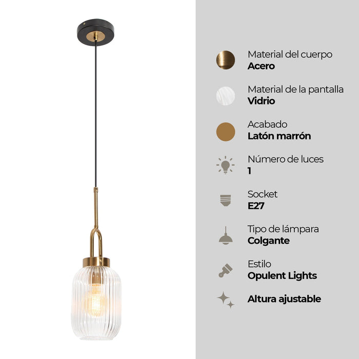 Lámpara Colgante Opulent Lights Bronce Antiguo E27 60w 1 Luz