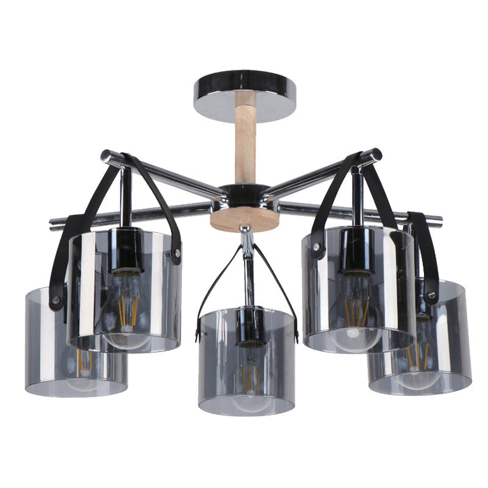 LAMP. TECHO CROMO 5L E27 40W