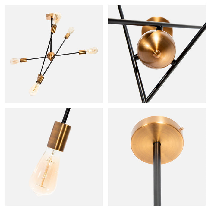 Lámpara de Techo Bronce 6 Luces  E27 60w