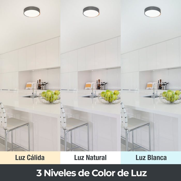 Lámpara de Techo  Empotrable LED 12W Madera Rústica Clara