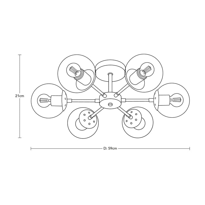 Lámpara de Techo Opulent Niquel Satinado E27 40w 6 Luces
