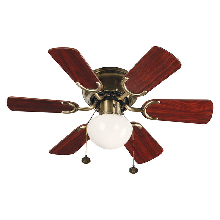 Ventilador Techo Bronce Antiguo Aspas Caoba / Nogal  30