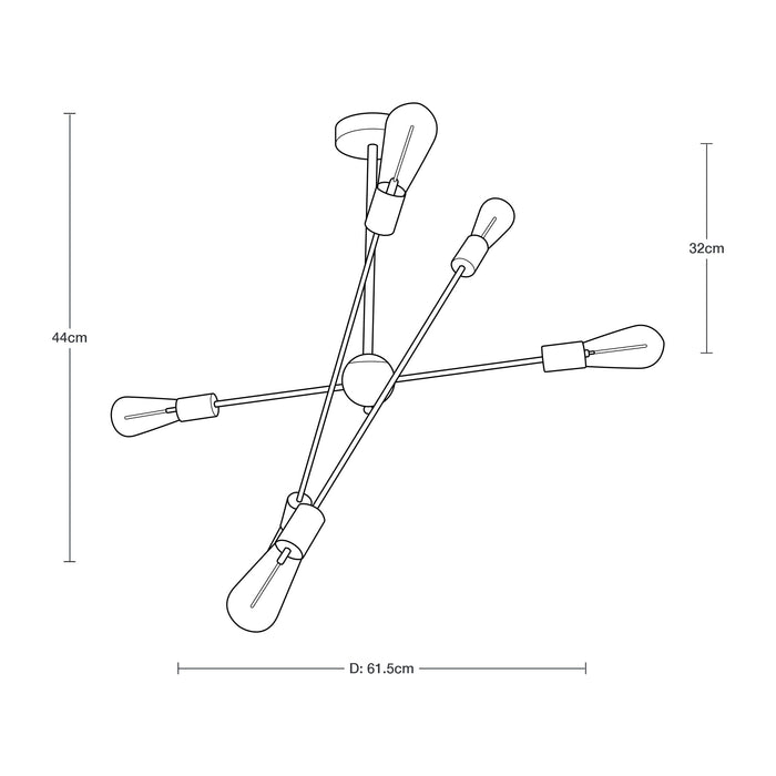 Lámpara de Techo Bronce 6 Luces  E27 60w