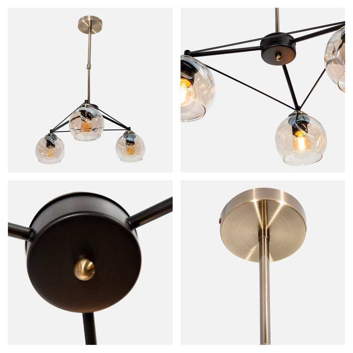 Lámpara Colgante Negro Cobre E27 40W 3 Luces