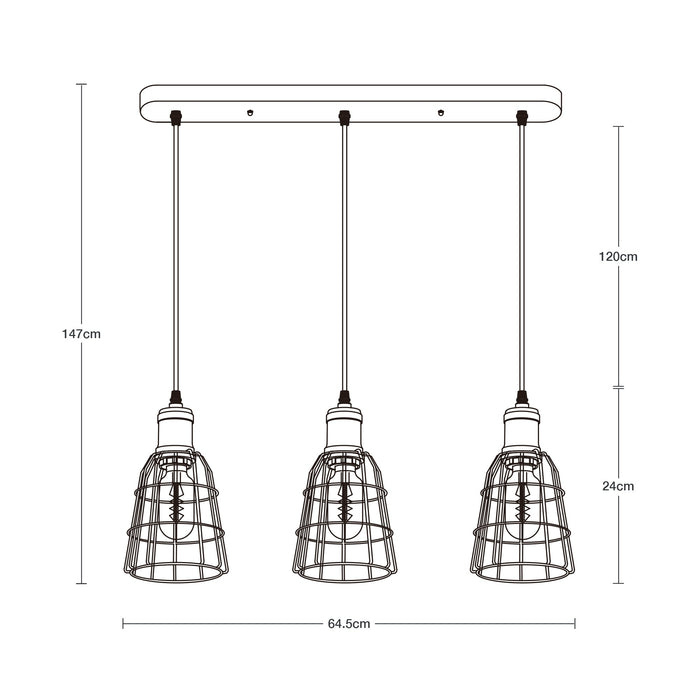 Lámpara Colgante Chocolate 3 Luces  E27 60w