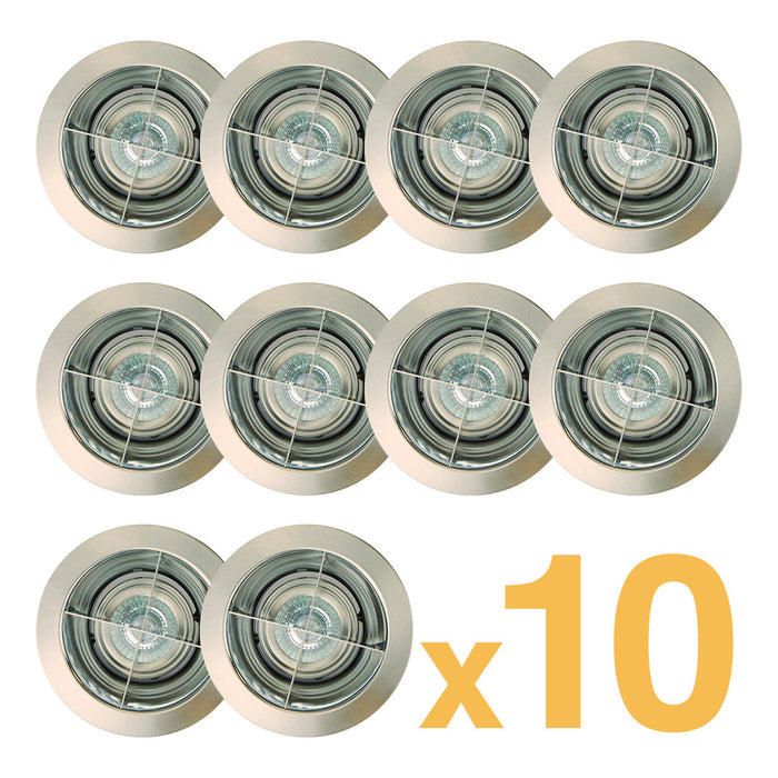 Kit 10 Spots Base Empotrable Gz10 Níquel Satinado 50w