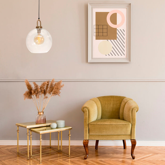 Lámpara Colgante Moderna Negro y Bronce Socket E27 60w 1 Luz