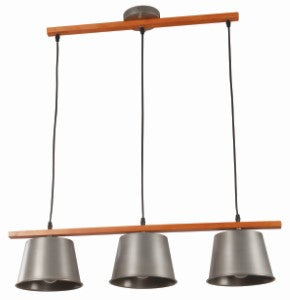 Lámpara Colgante Techo Vintage Madera E27 40w 3 Luces