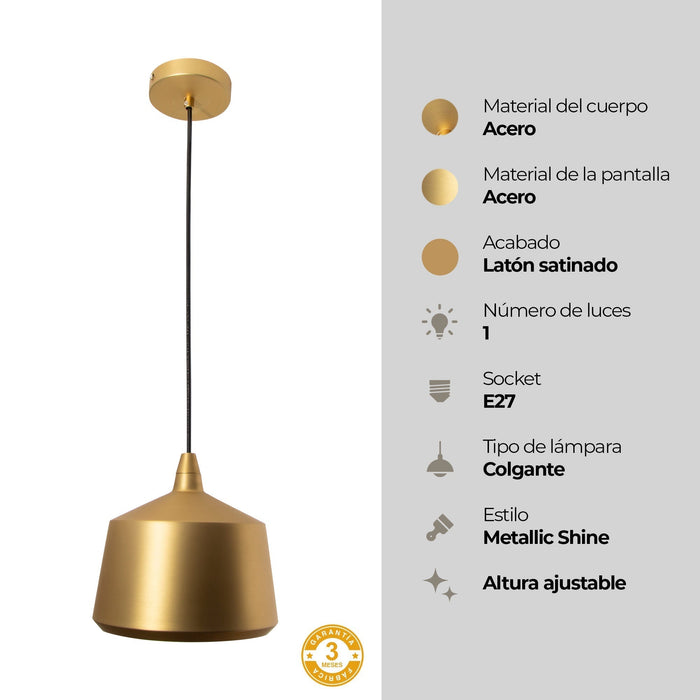 Lámpara Colgante  Bronce Brillante  E27 40W 1 Luz
