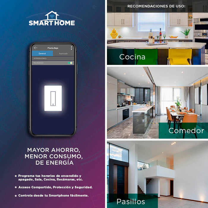 Interruptor de pared inteligente encendido y apagado vía WIFI, 2 Piezas