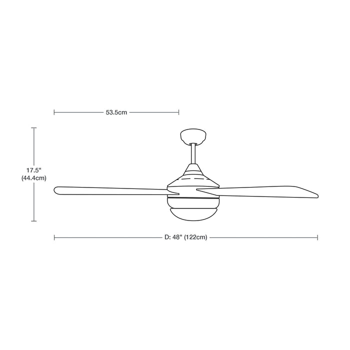 Ventilador De Techo 48" 4 Aspas 2L E27 Con Control De Cadena.