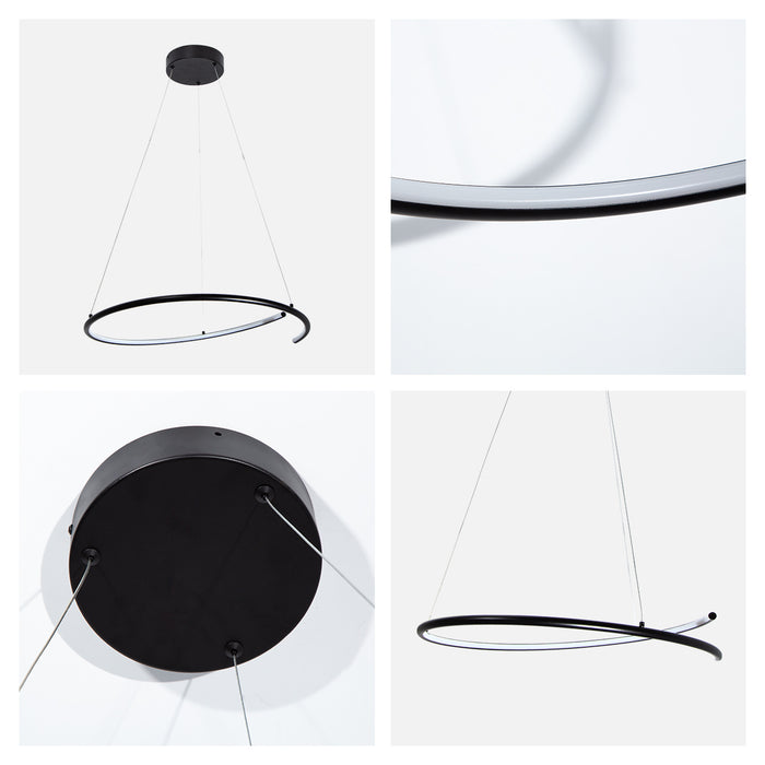 Lámpara colgante LED atenuable 3000K, acabado negro, 38W