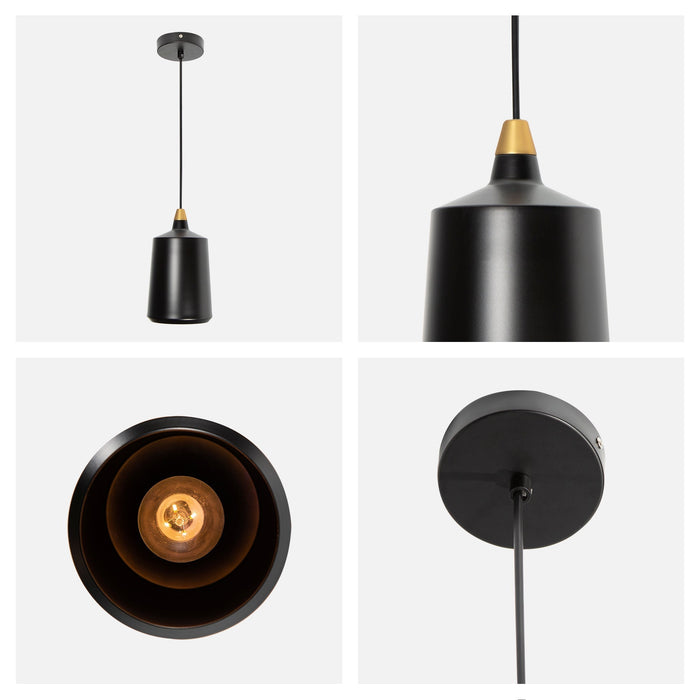 Lámpara Colgante  Negro Mate Bronce  E27 40W 1 Luz