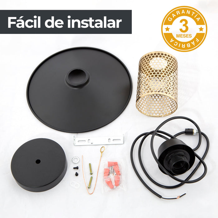 Lámpara Colgante Contemporary Clean Negro E27 60w 1 Luz