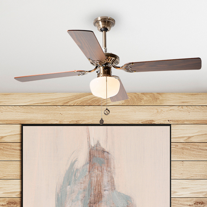 Ventilador de techo 42" bronce antiguo 1 Luz E27 40w