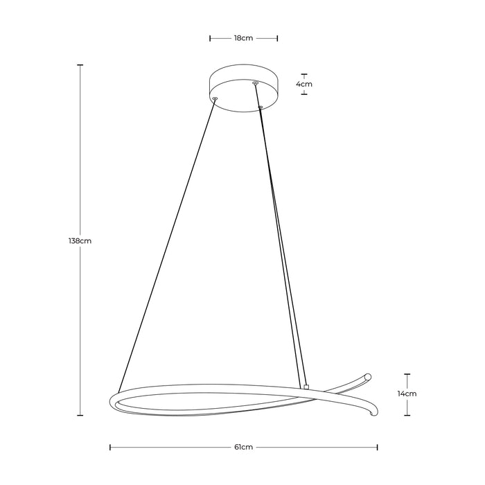 Lámpara colgante LED atenuable 3000K, acabado negro, 38W