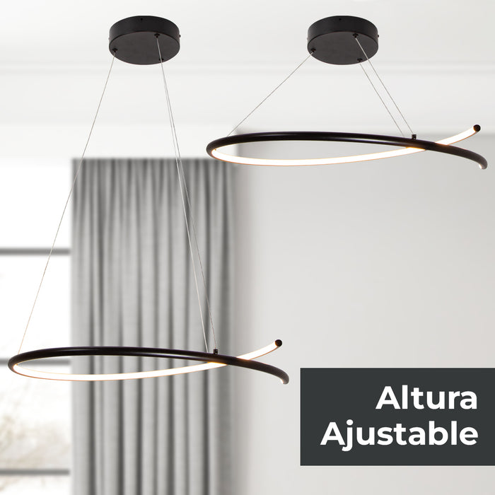 Lámpara colgante LED atenuable 3000K, acabado negro, 38W