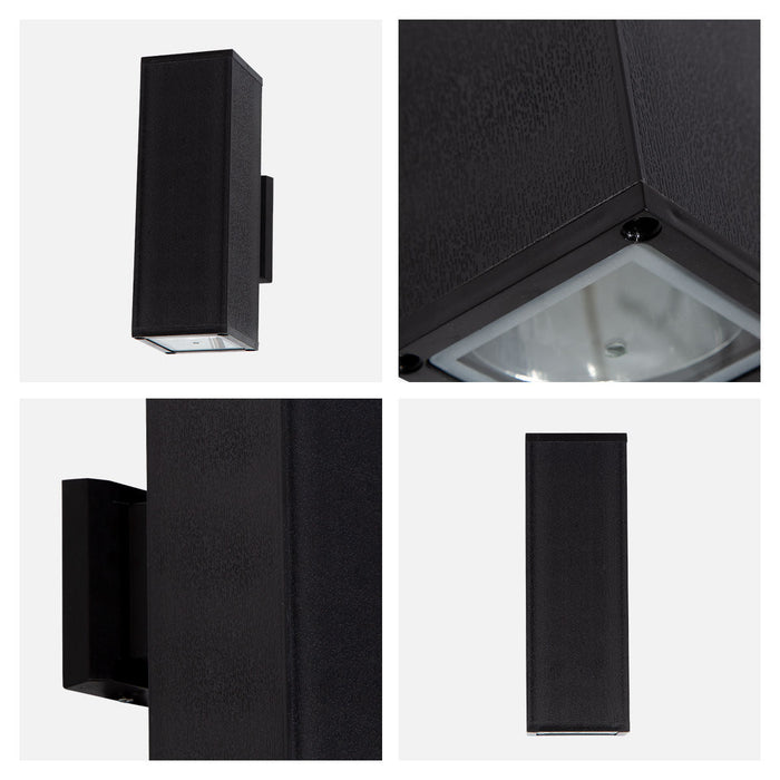 Aplique de pared para exteriores, IP44, color negro, 2 luces E27, 10W