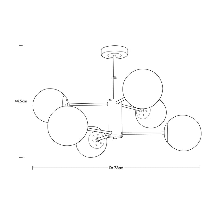 Lámpara Techo Negro Mate E27 40W 6 Luces