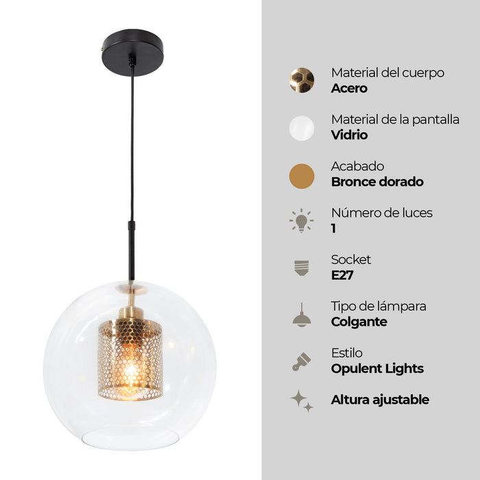 Lámpara Colgante Opulent Lights Negro Dorado E27 40w 1 Luz