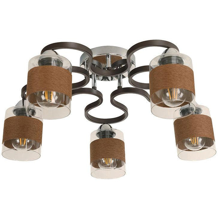 Lámpara Techo Cromo+Chocolate 5L E27 40W