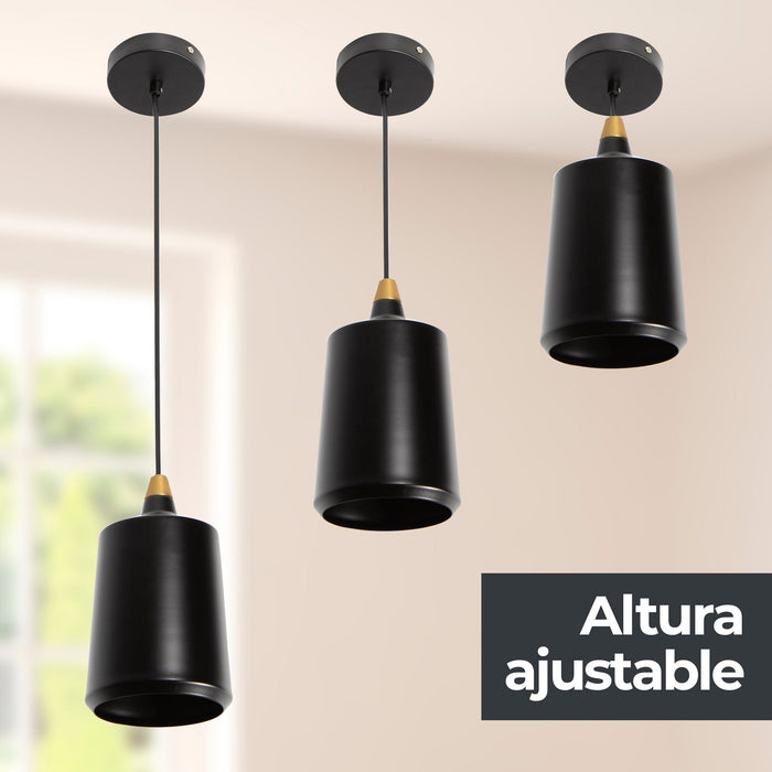 Lámpara Colgante  Negro Mate Bronce  E27 40W 1 Luz