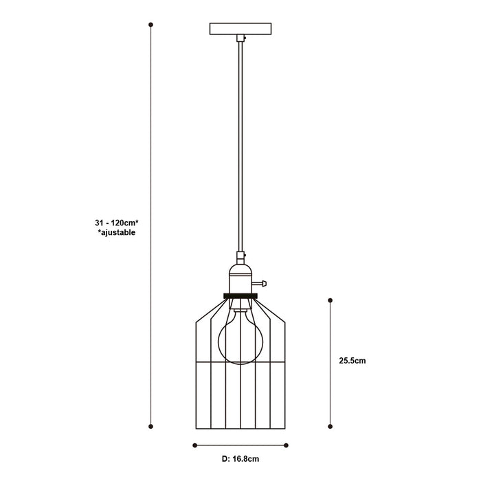 Lámpara Colgante, Negro, 1 Luz Piave