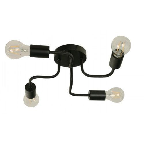 Lámpara Techo Negro 4L E27 60W
