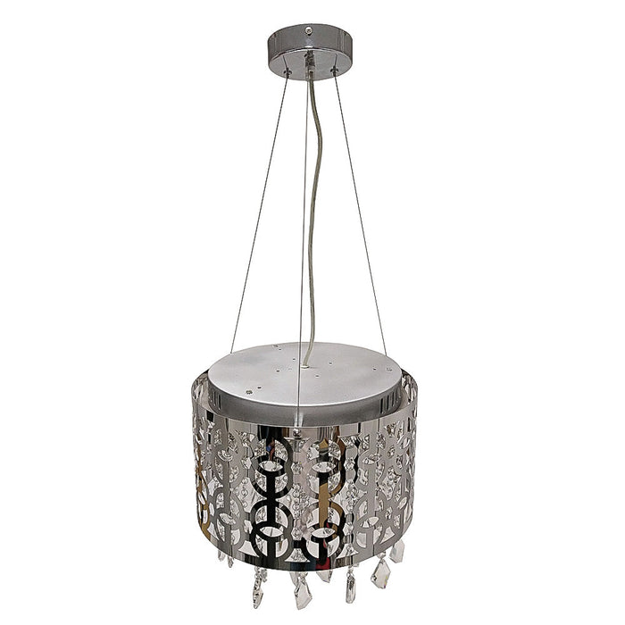 Lámpara Colgante Acero Inoxidable Y Cristales G4 9 Luces