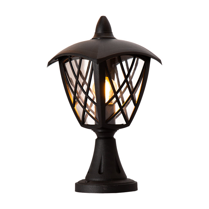 Lámpara de poste exterior IP44, 1 luz E27, acabado negro, 10W