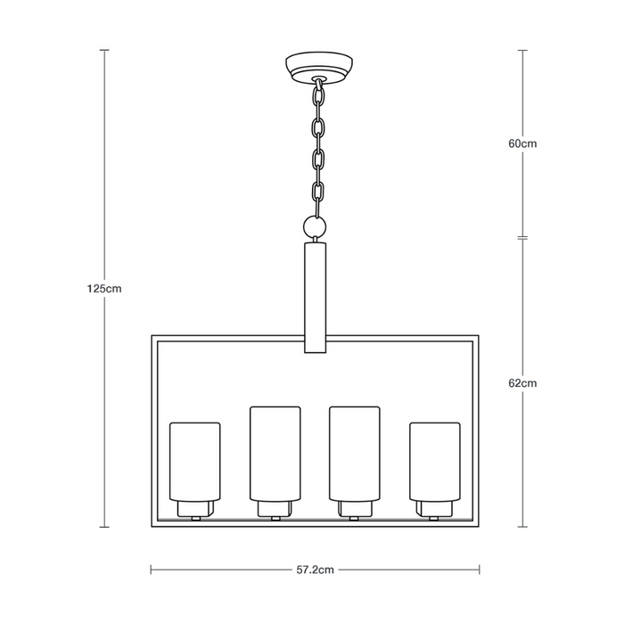 Lámpara Colgante Color Negro Mate 60 W de 4 Luces
