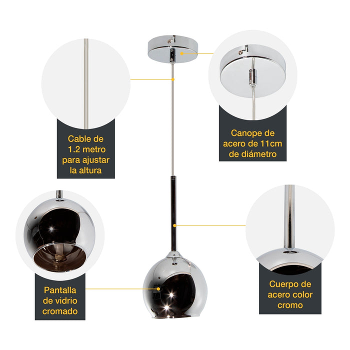 Lámpara Colgante Cromo 1L G9 40W