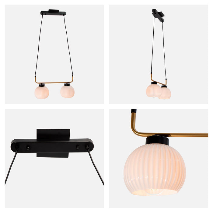 Lámpara Colgante Moderno Negro y Dorado 40w E27 2 Luces