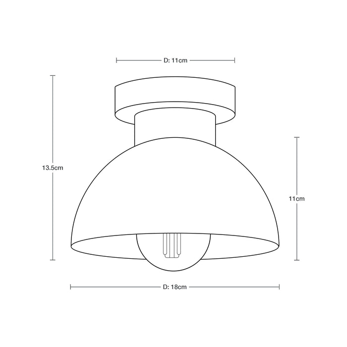 Lámpara de Techo Negro Mate 1 Luz  E27 60w