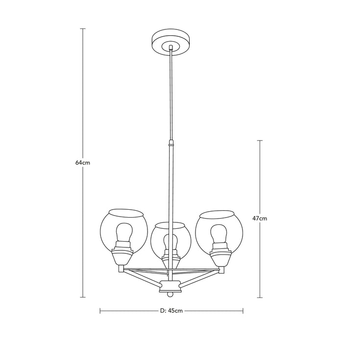 Lampara Colgante Moderno Cromo 60w E27 3 Luces-sh1