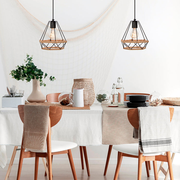 Lámpara Colgante Moderno Negro 40w E27 1 Luz acabado geométrico