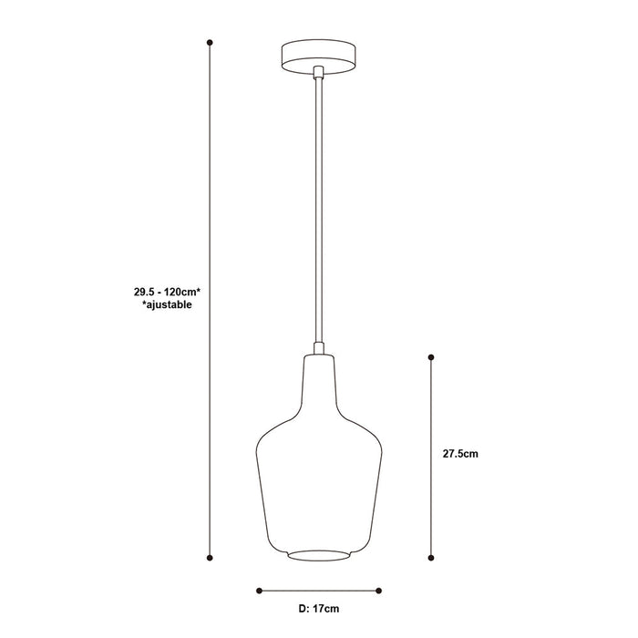 Lámpara Colgante Inlite Negro y Ambar 1 Luz E27 60W