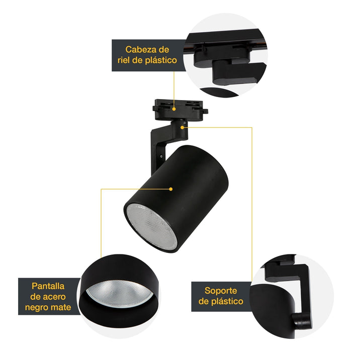 Lámpara Riel Decorativo General Lighting Moderno Negro 12W E27 1 Luz