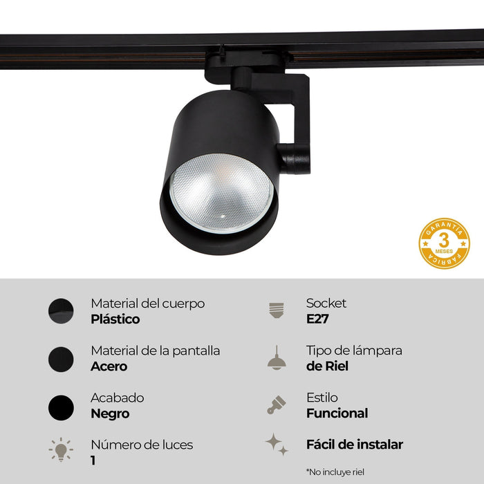 Lámpara Riel Decorativo General Lighting Moderno Negro 12W E27 1 Luz