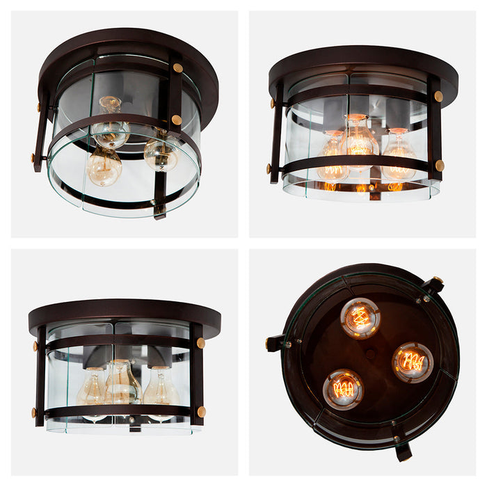 Lámpara de Techo  Café y Dorado Acero 60W  E27 3 Luces