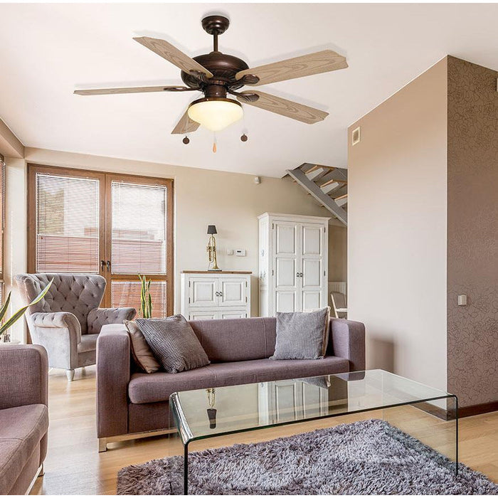 VENTILADOR EXTERIOR DE TECHO 52" OXIDO 2L E27 60W