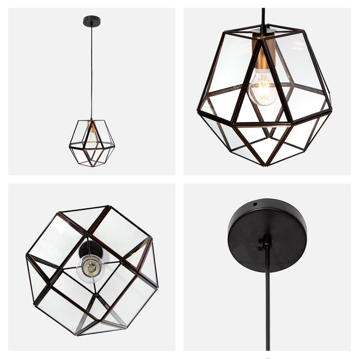 Lámpara Colgante Geometrica Vintage Negro Mate E27 40W 1 Luz