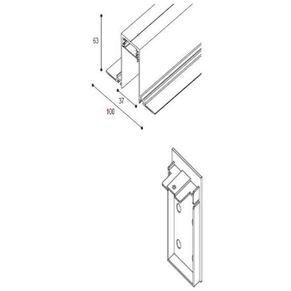 Riel Slim Aluminio Negro 2.10 Mts