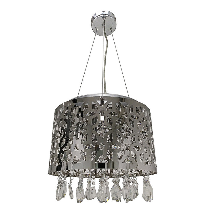 Lámpara Colgante Acero Inoxidable Y Cristales G4 9 Luces